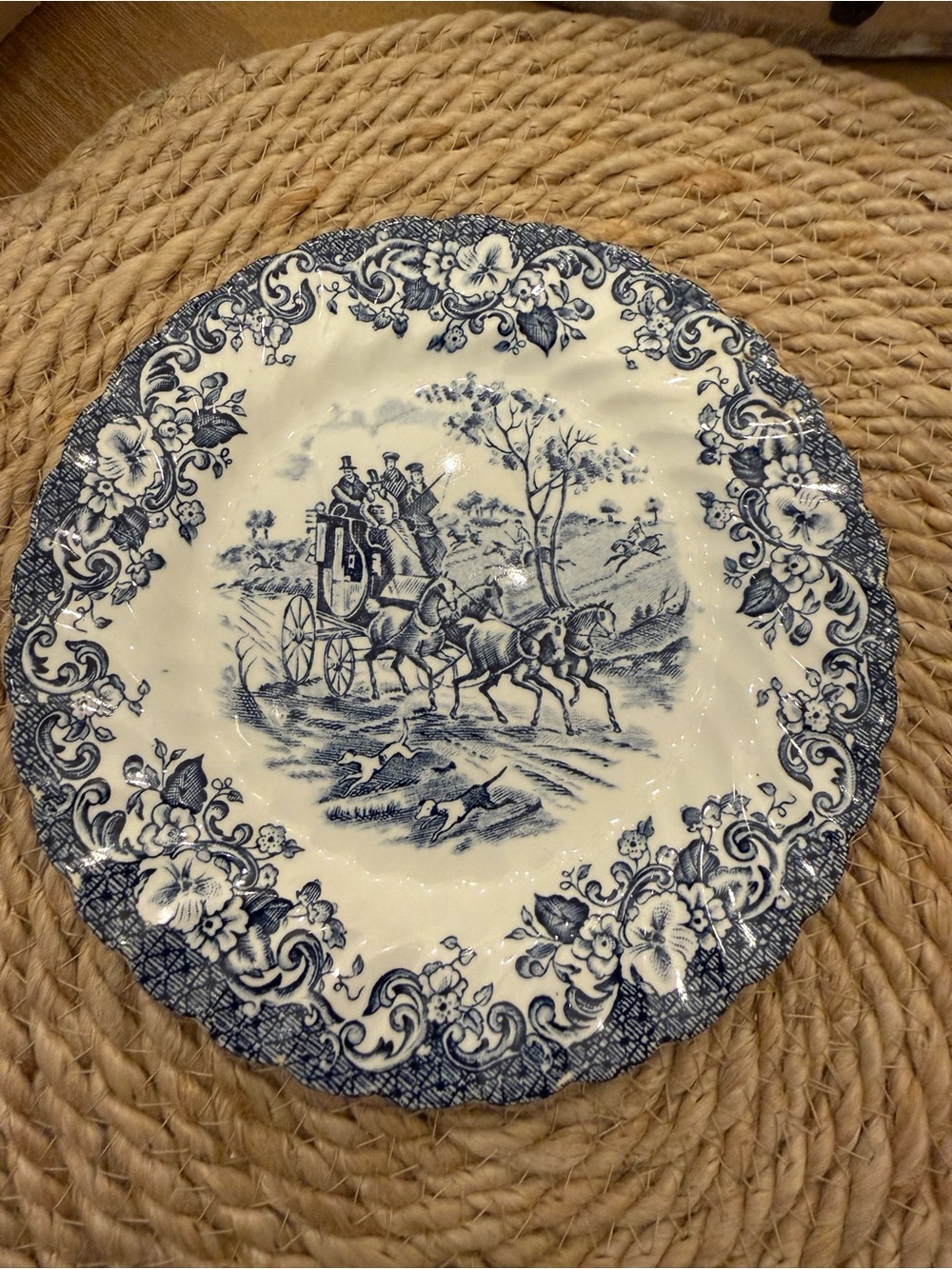 Vintage Johnson Brothers Itonstone “Coaching Scenes-Hunting Country plate.